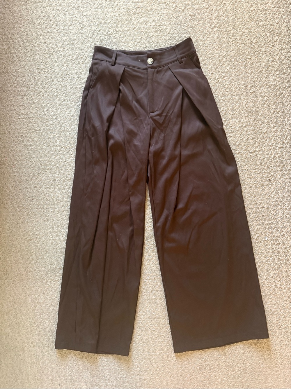 Wide Leg High-Waist Pants in Dark Brown